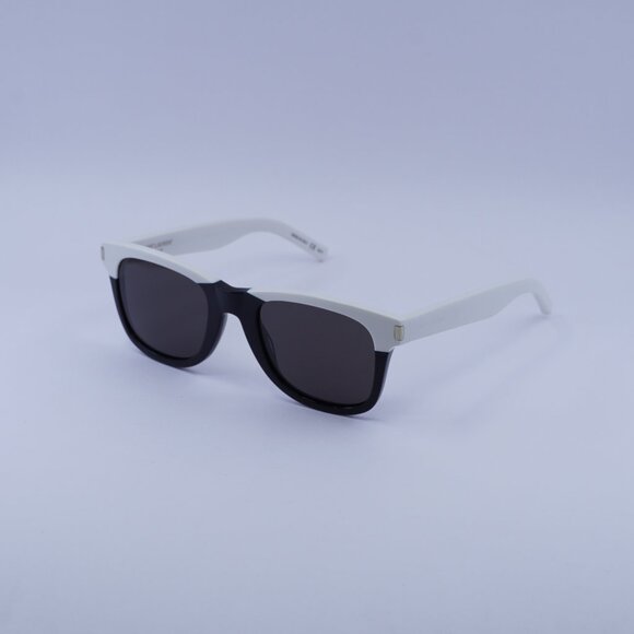 Saint Laurent SL51 049 Sunglasses White/Black Square Frame, Grey Lenses - Picture 1 of 10